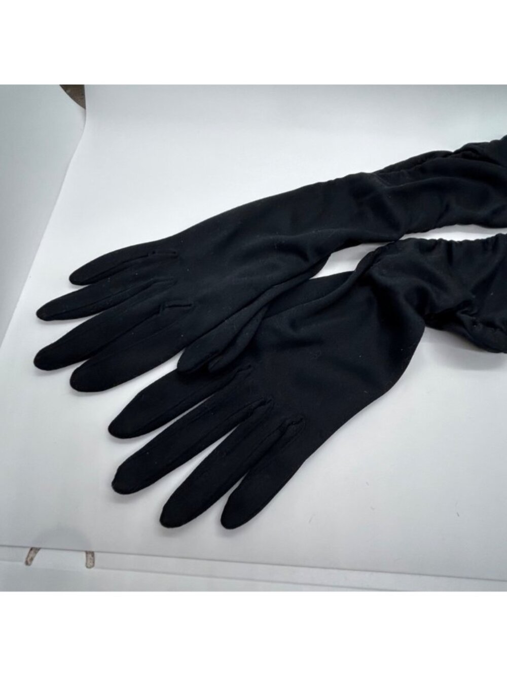 Vintage Black Opera Gloves Elbow Length Evening Wear Max Mayer West Germany SM - Picture 2 of 14